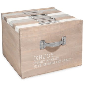 Enjoy - Box mit 6 Fotoalben aus Kiefernholz 10x15