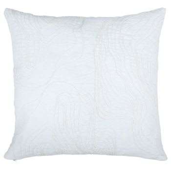 BOZAN - Funda de cojín de algodón con bordado en blanco 40 x 40