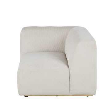 Bracciolo destro per divano componibile in velluto a coste beige
