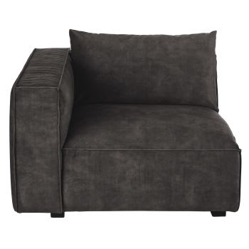Barack - Bracciolo sinistro per divano componibile in velluto marmorizzato grigio scuro