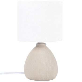 Briac Anduze - Gemêleerde grijze lamp uit keramiek met witte polyester  gerecycled lampenkap