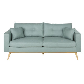Brooke - 3/4-Sitzer-Sofa im skandinavischen Stil, wassergrün meliert