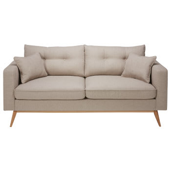 Brooke - Skandinavisches 3-Sitzer-Sofa mit beige Stoffbezug