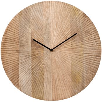 KIWENDA - Brown striped and carved mango wood clock D40cm