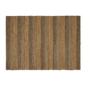 ESPINAUX - Bruin en beige handgeweven tapijt van jute en katoen 140 x 200 cm