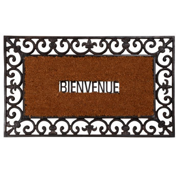 BIENVENUE - Bruine deurmat van gesmeed metaal en kokosnootvezels