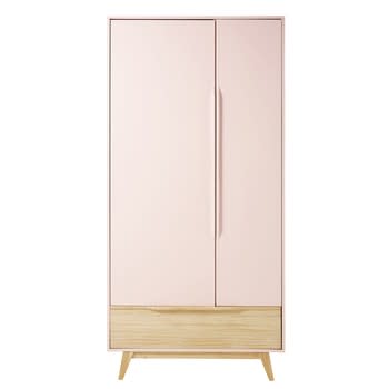 Bucolique - Guardarropa vintage rosa claro con 2 puertas y 1 cajón