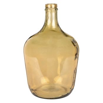 Buikflesvormige vaas van geel glas H30