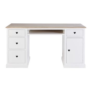 Mila - Bureau 4 tiroirs 1 porte blanc