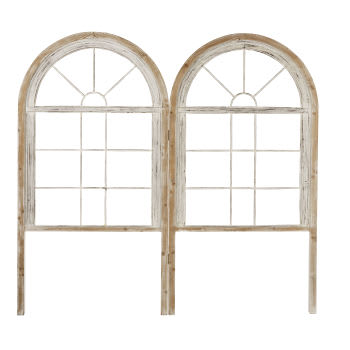 Kinfolk - Cabeceira 160 janelas brancas em madeira de abeto e metal