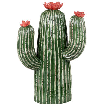 Cactus in dolomite verde e rosa alt. 33 cm