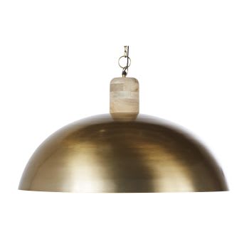 CADDER - Lámpara de techo de metal dorado y madera de mango
