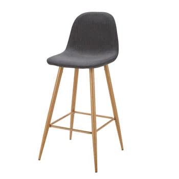 Clyde - Cadeira alta vintage de tecido cinzento-antracite H72