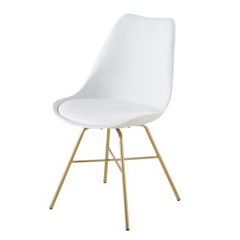 Wembley - Cadeira branca com pernas de metal cromado e dourado