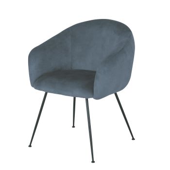 Kyss - Cadeira com apoios para braços em veludo azul