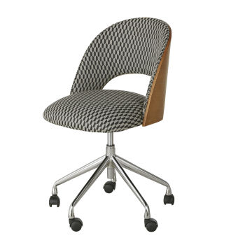 Sysley - Cadeira de escritório ajustável com rodas e motivos gráficos pretos e brancos