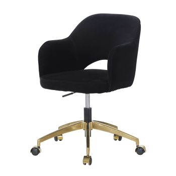 Sacha - Cadeira de escritório com rodas em veludo preto