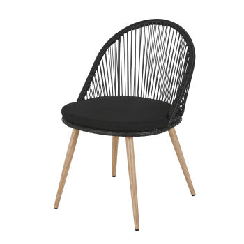 Isabel - Cadeira de jardim em resina entrançada preta e metal em imitação de madeira