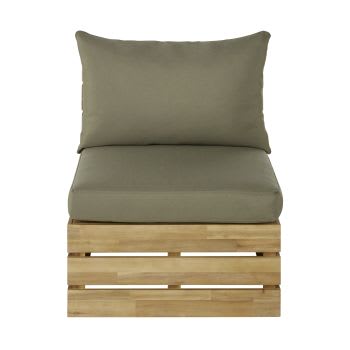 Floripa Business - Cadeira de jardim modulável profissional de acácia maciça e almofadas verde-caqui