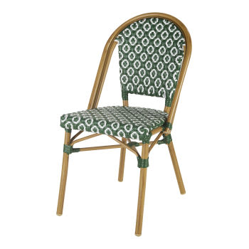 Kafe Business - Cadeira de jardim profissional de resina entrançada verde e branca