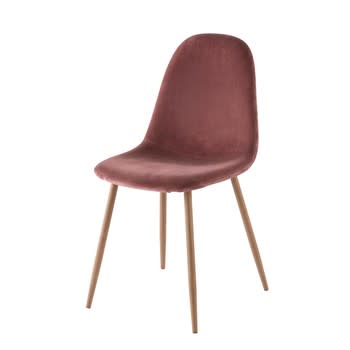 Clyde - Cadeira escandinava de veludo cor-de-rosa-envelhecido