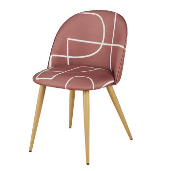 Mauricette - Cadeira vintage castanha e motivos geométricos beges