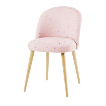 Mauricette - Cadeira vintage cor-de-rosa com estrelas douradas