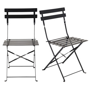 Guinguette Business - Cadeiras de jardim profissionais dobráveis em aço preto (x2)