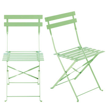 Guinguette - Cadeiras dobráveis de jardim de metal verde-água (x2)