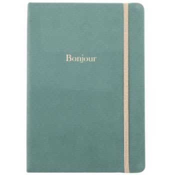 Caderno de notas em veludo verde