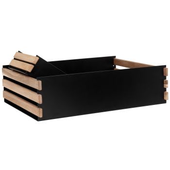 TRATTORIA - Caja de metal negro y madera de acacia