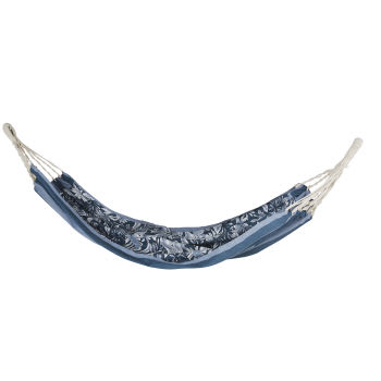 PORTISSOL - Cama de rede em algodão reciclado azul e branco 100x200