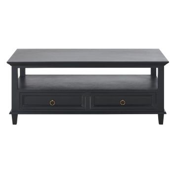 Cambronne - Table basse 2 plateaux noire et métal coloris laiton