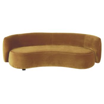 Curve - 3/4-Sitzer-Sofa mit ockerfarbenem Samtbezug