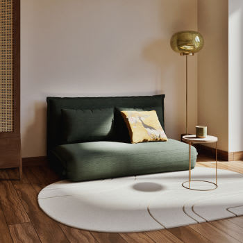 Canapu00e9 Clic-clac 2 Places En Velours Cu00f4telu00e9 Bleu Foncu00e9