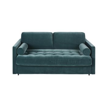 Wael - Canapé-lit 2/3 places en velours vert cèdre, matelas 18 cm
