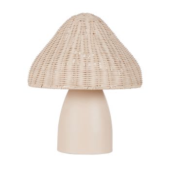 OULANKA - Candeeiro de mesa com forma de cogumelo bege e cinzento-claro
