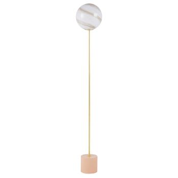 Odylle - Candeeiro de pé em metal dourado e rosa com globo de vidro marmorizado