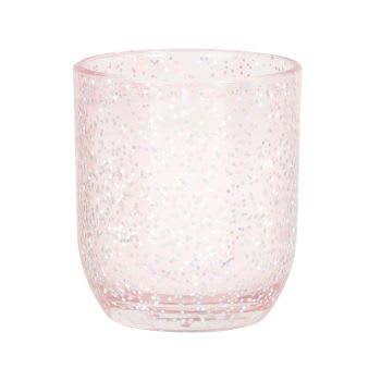 AMOUR - Candela profumata in vetro rosa con paillettes