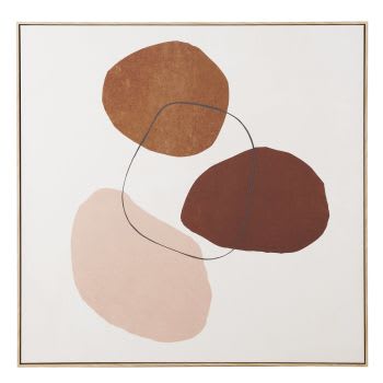 OURIKA - Canvas met beige, bruine en oudroze print 100 x 100 cm