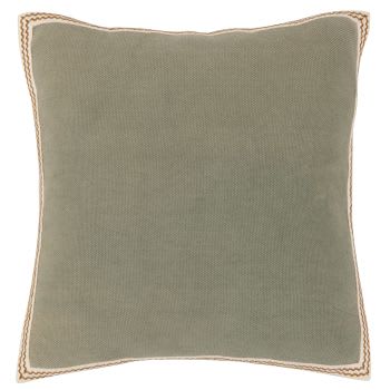 BASTET - Capa de almofada em algodão azul-esverdeado com galão 40x40
