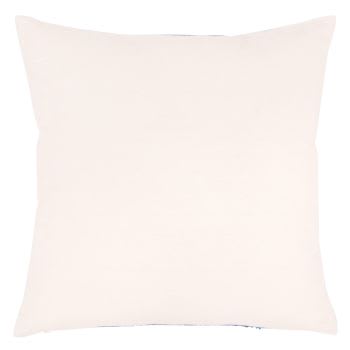 YING - Capa de almofada em algodão rosa-pálido com motivo bordado azul 40x40
