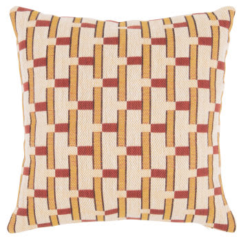 BERA - Capa de almofada em tecido jacquard com motivos gráficos castanhos e terracota 40x40