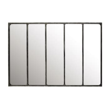 CARGO - Grand miroir verrière rectangulaire industriel en métal 180x124
