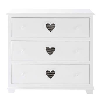 Valentine - Cassettone bianco con 3 cassetti