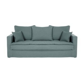 Célestin - 3/4-Sitzer-Sofa mit seladonblauem Leinenbezug