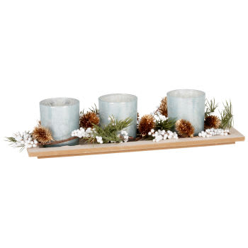 SOFT CHRISTMAS - Centro de mesa com velas perfumadas (x3) verde, castanho e branco