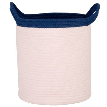 YOONA - Cesto contenitore con manici in poliestere riciclato blu scuro e rosa chiaro