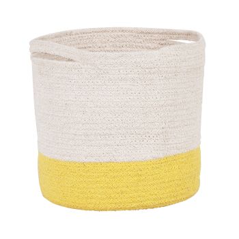 FOZ - Cesto de arrumação em algodão reciclado branco e amarelo