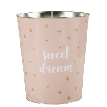 SWEET DREAMS - Cesto de metal cor-de-rosa com impressão 